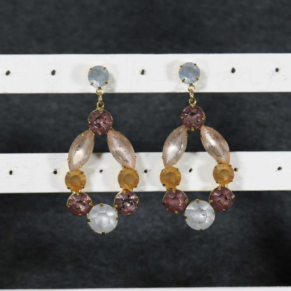 costume jewelry joan rivers pink rhinestone dangle pierced Earrings